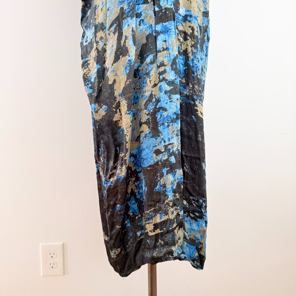 Beatrice .b Kaftan Midi Dress Small (4) Printed Pattern Blue Black Gold - Picture 7 of 11